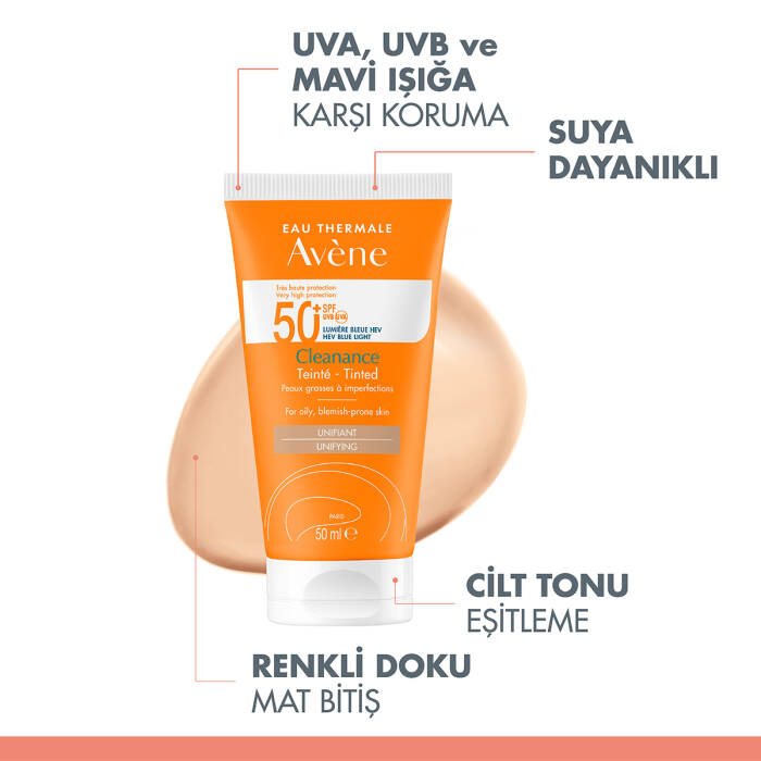 Avene Cleanance Yağlı ve Akneye Eğilimli Ciltler için SPF 50+ Renkli Güneş Koruyucu 50 ml - 4