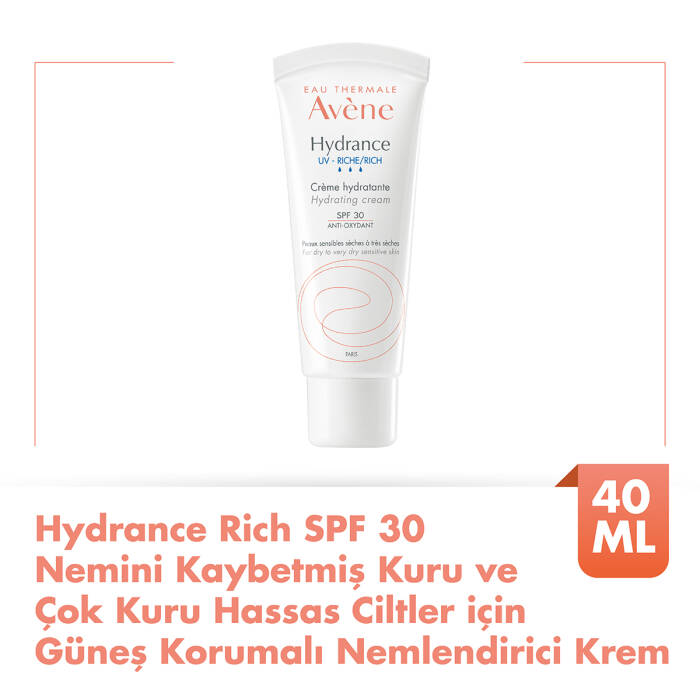 Avene Hydrance Rich SPF30 Kuru ve Hassas Ciltler için Güneş Korumalı Nemlendirici Krem 40 ml - 1