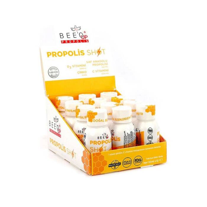 Bee'o Up Propolis Çinko D3+C Vitamini Shot 12 x 50 ml - 1