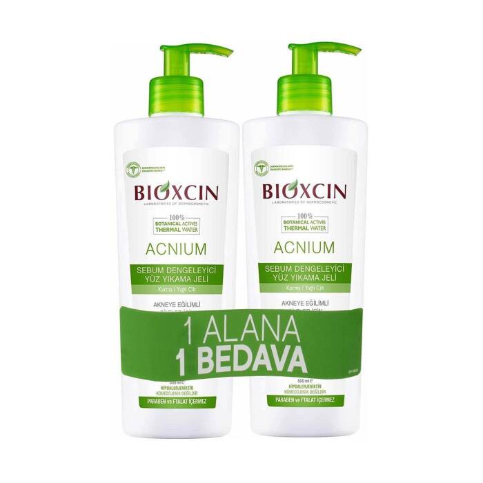 Bioxcin Acnium Sebum Dengeleyici Yüz Yıkama Jeli 500 ml - 1 Alana 1 Bedava - 1