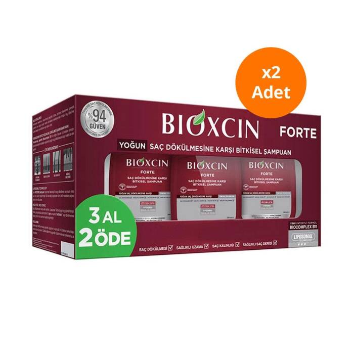 Bioxcin Forte Yoğun Dökülme Karşıtı Şampuan (Tüm Saç Tipleri İçin) 3x300 ml x 2 Paket - 1