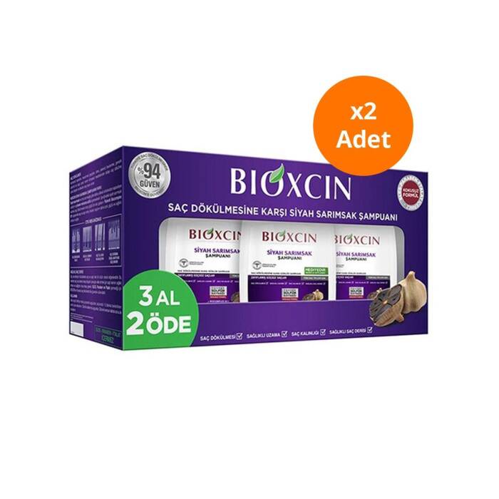 Bioxcin Saç Dökülmesine Karşı Siyah Sarımsak Şampuanı 3x300 ml x 2 Paket - 1