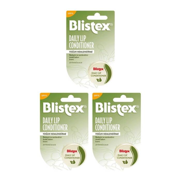 Blistex Daily Lip Conditioner SPF15 Yogun Nemlendime Dudak Bakım Kremi 7 ml x3 - 1