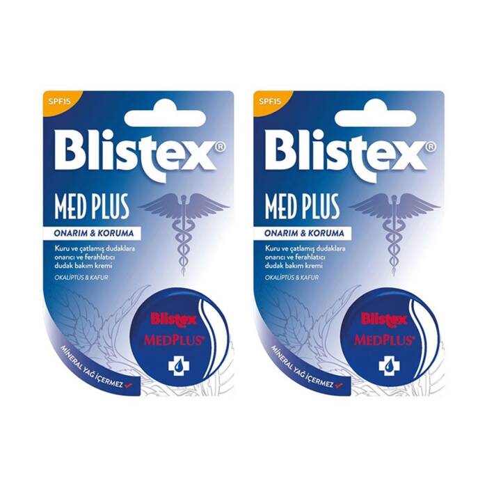 Blistex MedPlus SPF15 Kuru ve Çatlamış Dudaklara Kavanoz Dudak Bakım Kremi 7 ml x2 - 1