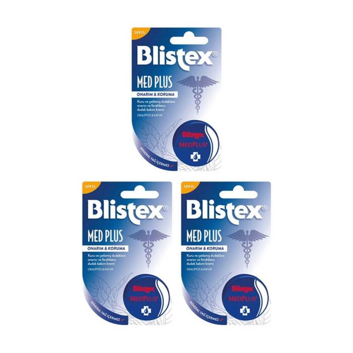 Blistex MedPlus SPF15 Kuru ve Çatlamış Dudaklara Kavanoz Dudak Bakım Kremi 7 ml x3 - 1