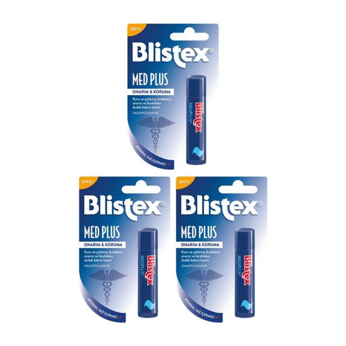 Blistex MedPlus SPF15 Kuru ve Çatlamış Dudaklara Stick Dudak Bakım Kremi 4.25 ml x3 - 1