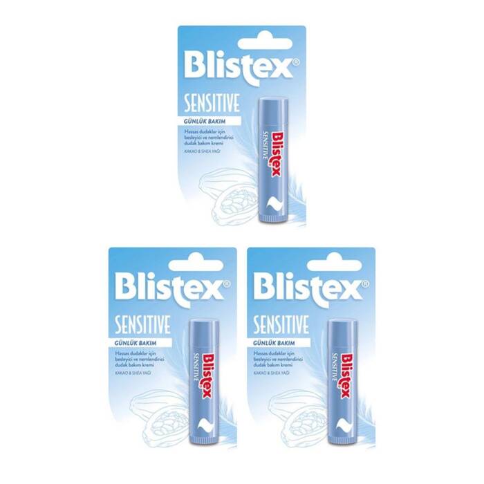 Blistex Sensitive Hassas Dudaklar İçin Besleyici ve Nemlendirici Dudak Bakım Kremi 3.7 gr x3 - 1