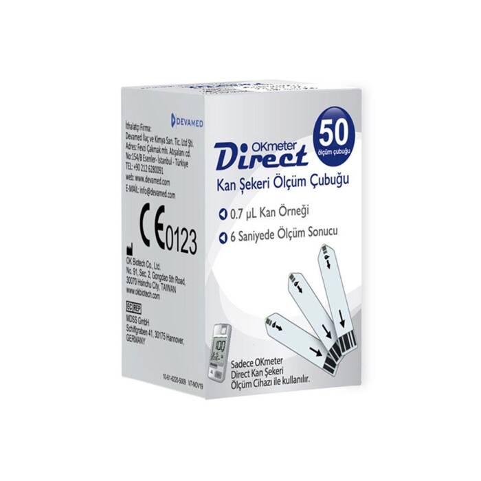 Direct Okmeter Direct Strip Kan Şekeri Ölçüm Çubuğu 50'li - 1