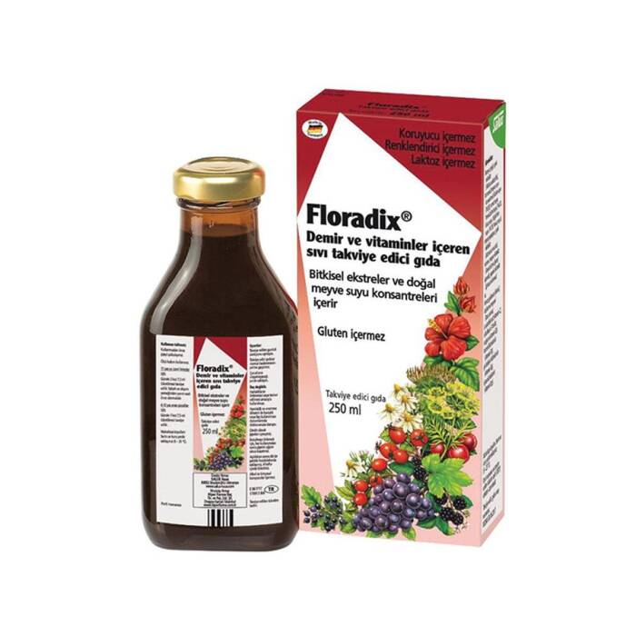 Floradix Demir ve Vitaminler İçeren Sıvı Glutensiz Takviye Edici Gıda 250 ml - 1