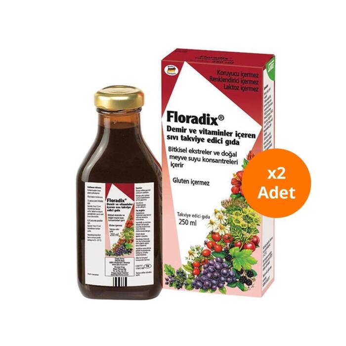 Floradix Demir ve Vitaminler İçeren Sıvı Glutensiz Takviye Edici Gıda 250 ml x 2 Adet - 1