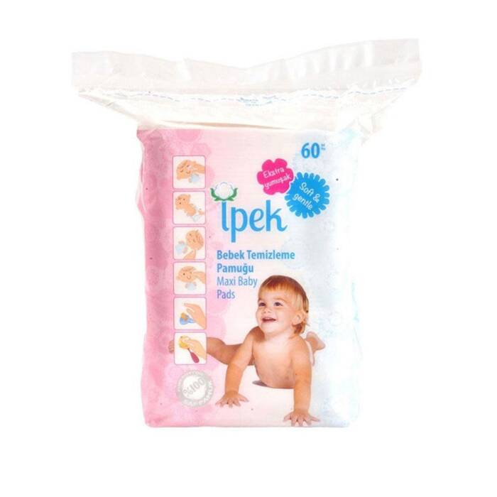 İpek Kare Bebek Temizleme Pamuğu Maxi Baby Pads 60'lı - 1