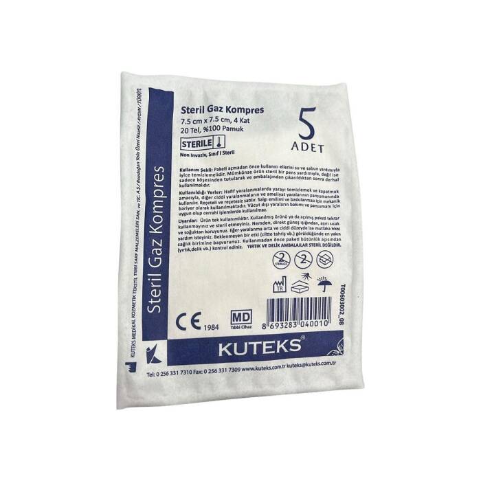 Kuteks Steril Gaz Kompres 7.5 cm x 7.5 cm Tekli - 1