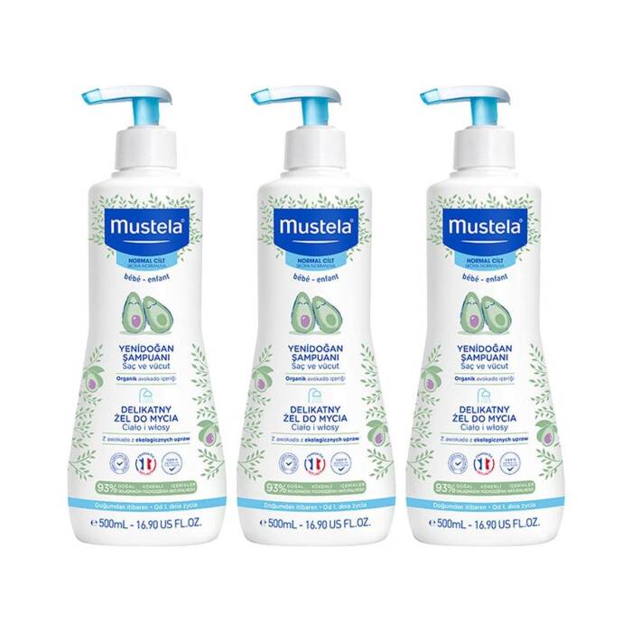 Mustela Gentle Cleansing Gel Yenidoğan Şampuanı 500 ml x 3 Adet - 1