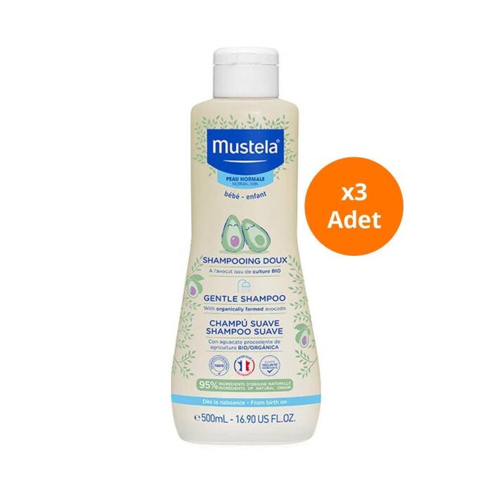 Mustela Gentle Göz Yakmayan Papatya Özlü Bebek Şampuanı 500 ml x3 Adet - 1