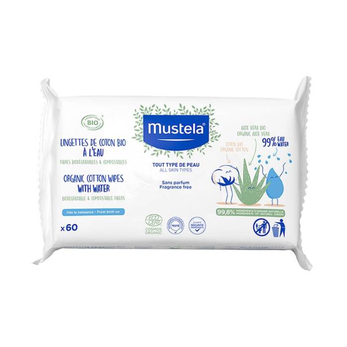 Mustela Organik Pamuklu Islak Mendil 60 Yaprak - 1