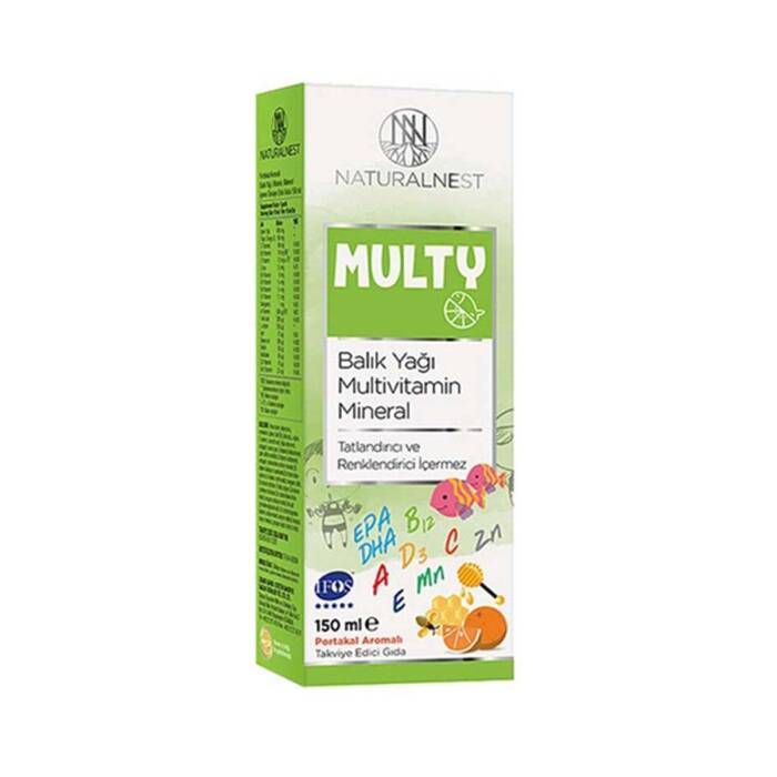 Naturalnest Multy Balık Yağı & Multivitamin & Mineral Şurup Portakal Aromalı 150 ml - 1