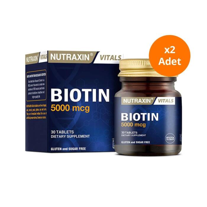 Nutraxin Biotin 5000 mg 30 Tablet x2 Adet - 1