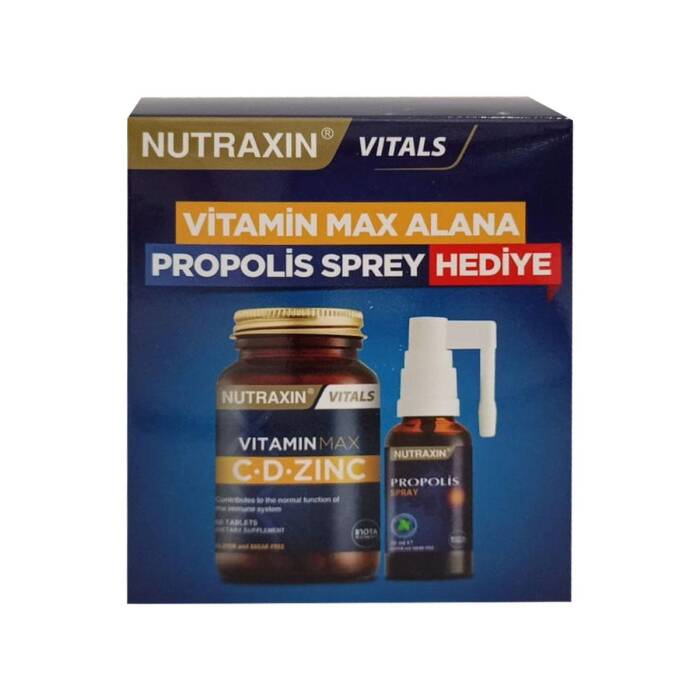 Nutraxin Vitamin Max C-D-Zinc 60 Tablet + Nutraxin Propolis Boğaz Spreyi 30 ml Hediyeli Paket - 1