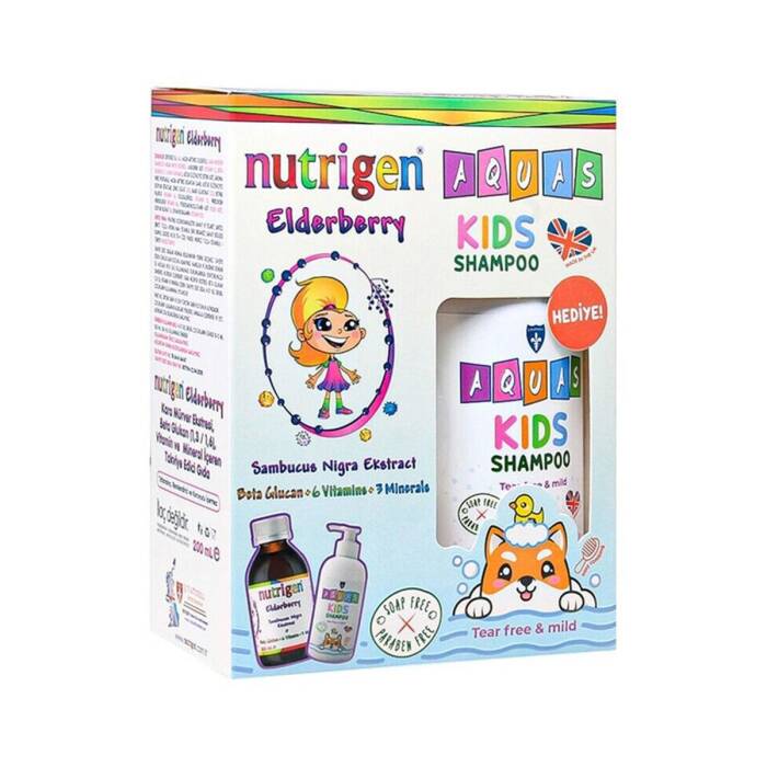 Nutrigen Elderberry Kara Mürver Şurup 200 ml + Aquas Kids Şampuan 250 ml Hediyeli - 1