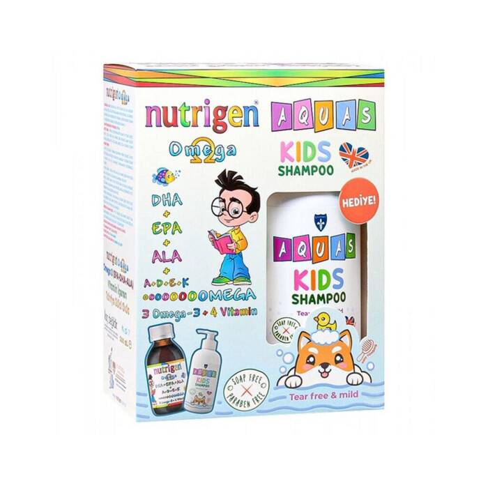 Nutrigen Omega 3 Şurup Portakal Aromalı 200 ml + Aquas Kids Şampuan 250 ml Hediyeli - 1