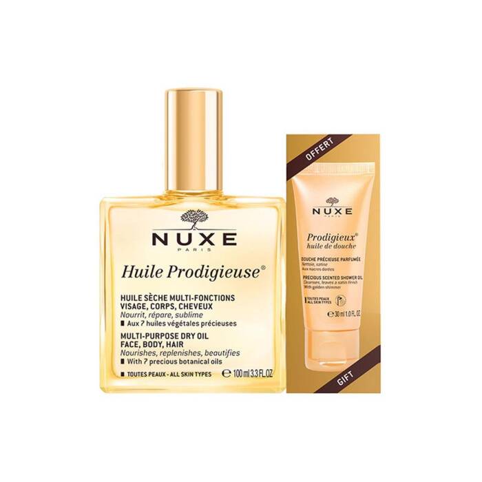 Nuxe Huile Prodigieuse Çok Amaçlı Kuru Yağ 100 ml + Prodigieux Duş Yağı 30 ml - 1