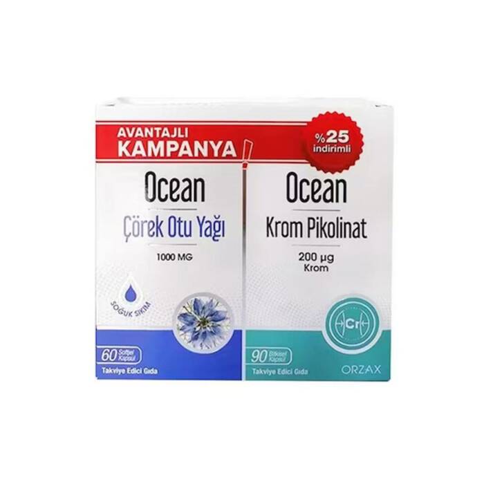 Orzax Ocean Çörek Otu Yağı 60 Kapsül + Krom Pikolinat 90 Kapsül - 1