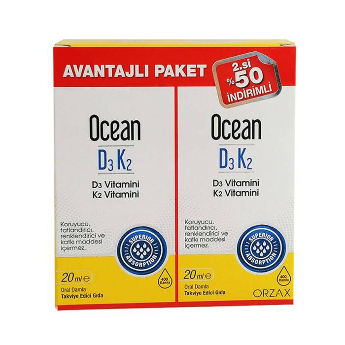 Orzax Ocean D3 K2 Damla 2 x 20 ml - 1