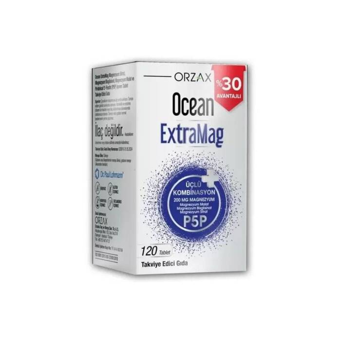 Orzax Ocean ExtraMag Üçlü Magnezyum Kombinasyonu 120 Tablet - 1