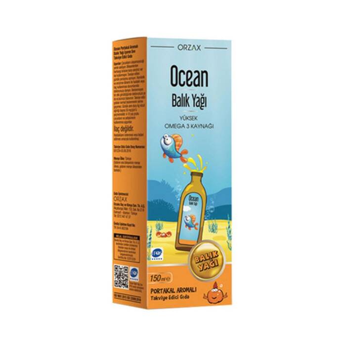 Orzax Ocean Omega 3 Portakal Aromalı Balık Yağı Şurubu 150 ml - 1