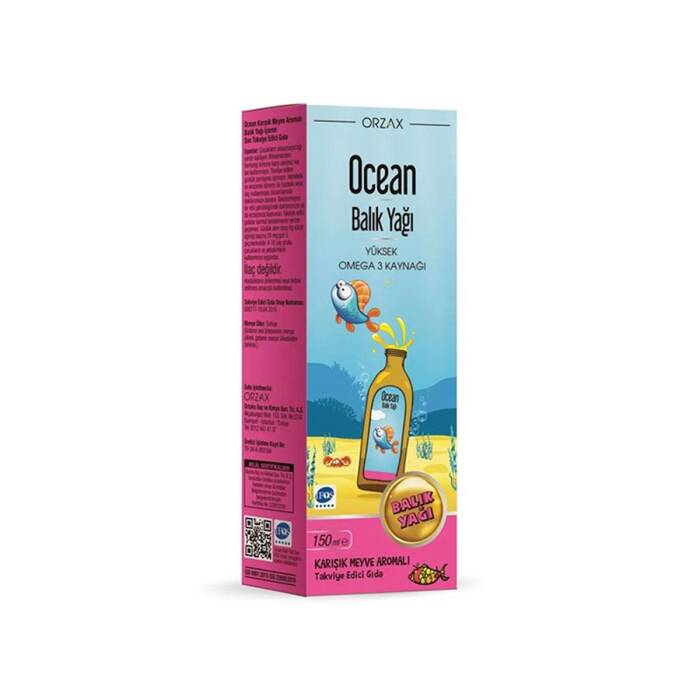 Orzax Ocean Tutti Frutti Karışık Meyve Aromalı Balık Yağı Şurup 150 ml - 1