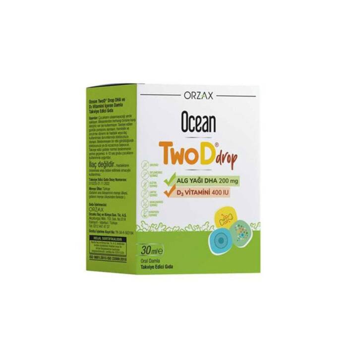 Orzax Ocean TwoD Drop Damla Alg Yağı DHA ve Vitamin D3 30 ml - 1