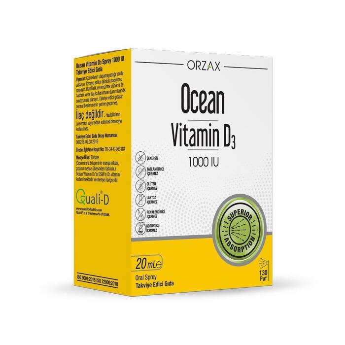 Orzax Ocean Vitamin D3 1000 IU Sprey 20 ml - 1