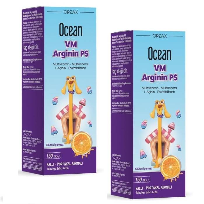 Orzax Ocean VM Arginin PS Şurup Ballı Portakal Aromalı 150 ml - 1 Alana 1 Bedava - 1