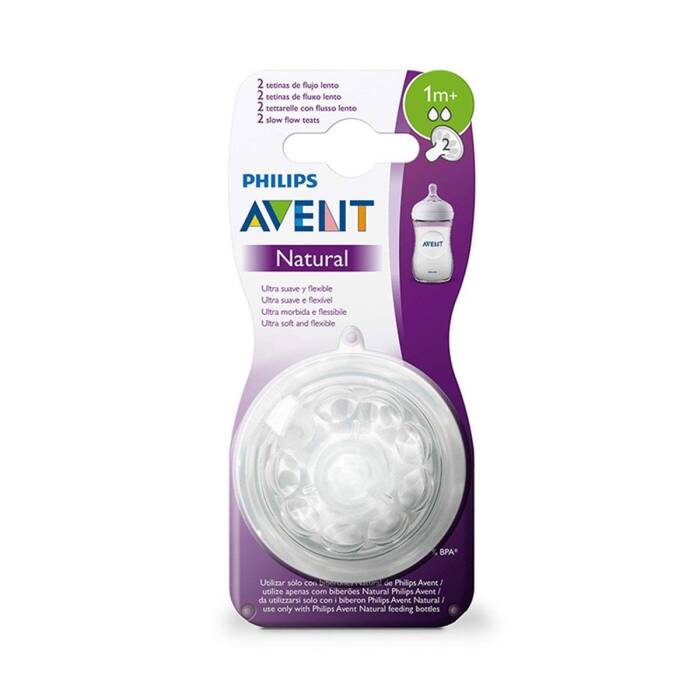 Philips Avent Biberon Emziği Natural 2 Delikli 1 Ay+ 2'li - 1