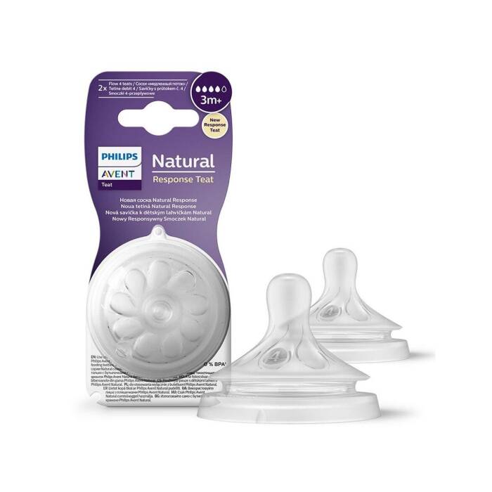 Philips Avent Natural Response Doğal Tepkili Biberon Emziği 4 Numara 3 Ay+ 2'li - 1