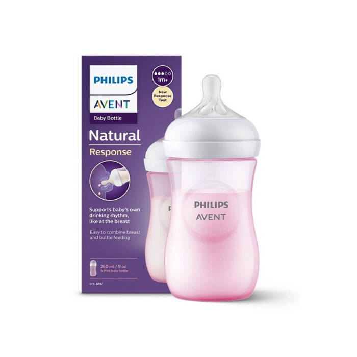 Philips Avent Natural Response Doğal Tepkili PP Biberon Pembe 1 Ay+ 260 ml - 1