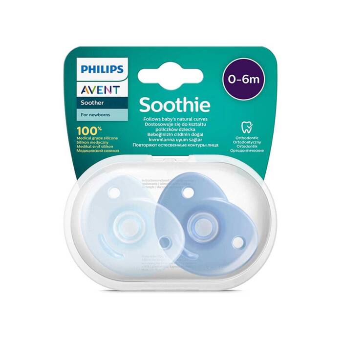 Philips Avent Soothie 0-6 Ay Emzik 2'li (Mavi) - 1