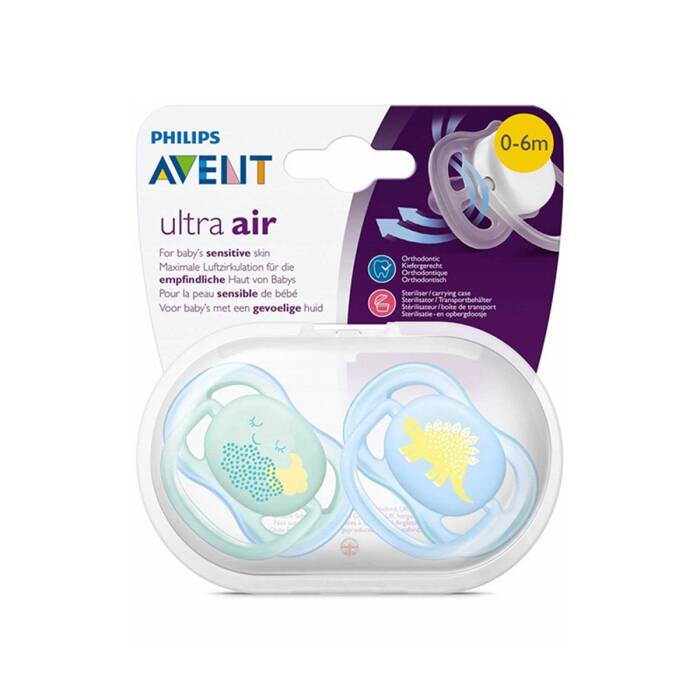 Philips Avent Ultra Air Emzik 0-6 Ay 2'li (Mavi ve Yeşil Desenli) - 1