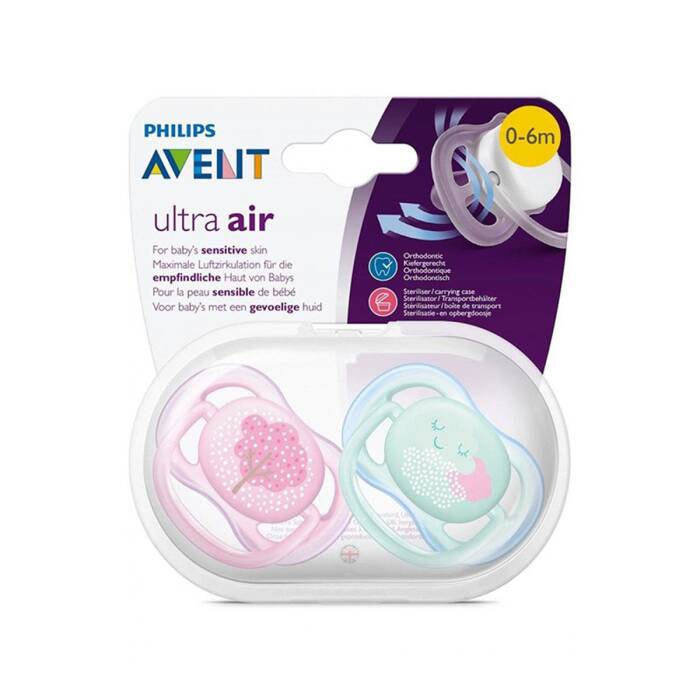 Philips Avent Ultra Air Emzik 0-6 Ay 2'li (Pembe ve Yeşil Desenli) - 1