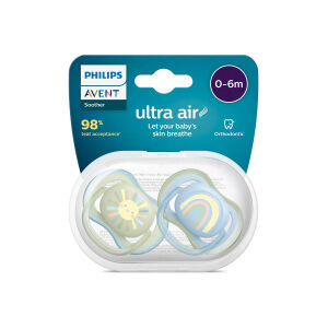 Philips Avent Ultra Air Emzik 0-6 Ay 2'li (Yeşil ve Mavi Desenli) - 1