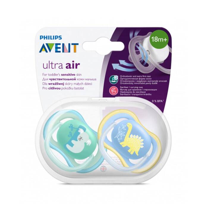 Philips Avent Ultra Air Emzik 18 Ay+ 2'li (Mavi ve Yeşil Desenli) - 1