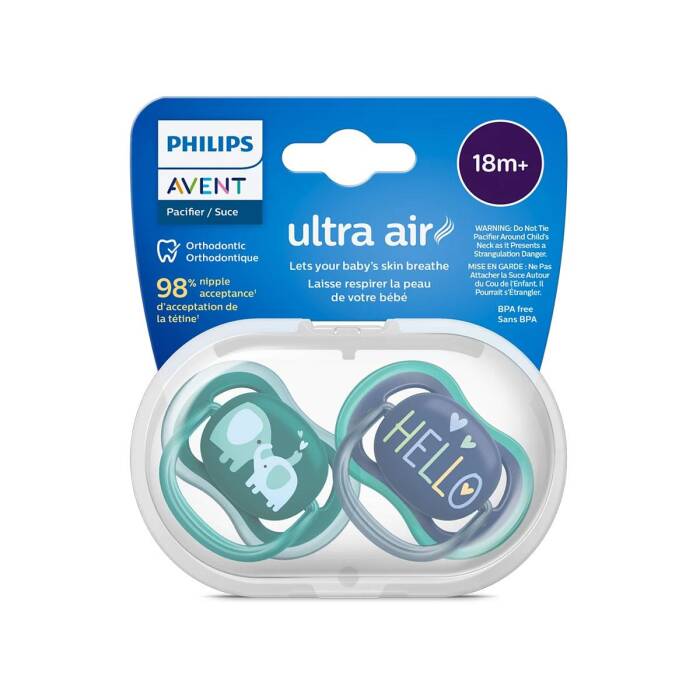 Philips Avent Ultra Air Emzik 18+ Ay 2'li (Mavi ve Yeşil Desenli) - 1