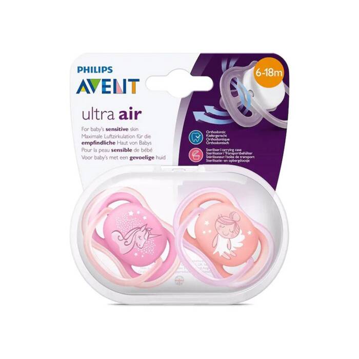 Philips Avent Ultra Air Emzik 6-18 Ay 2'li (Pembe Desenli) - 1