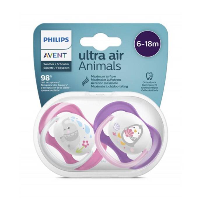 Philips Avent Ultra Air Emzik 6-18 Ay 2'li (Pembe ve Mor Desenli) - 1