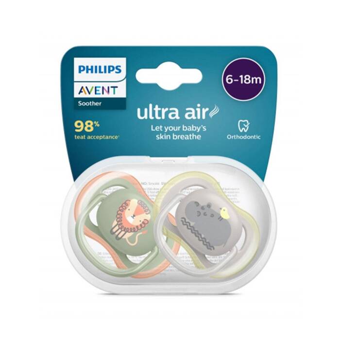 Philips Avent Ultra Air Emzik 6-18 Ay 2'li (Yeşil ve Gri Desenli) - 1