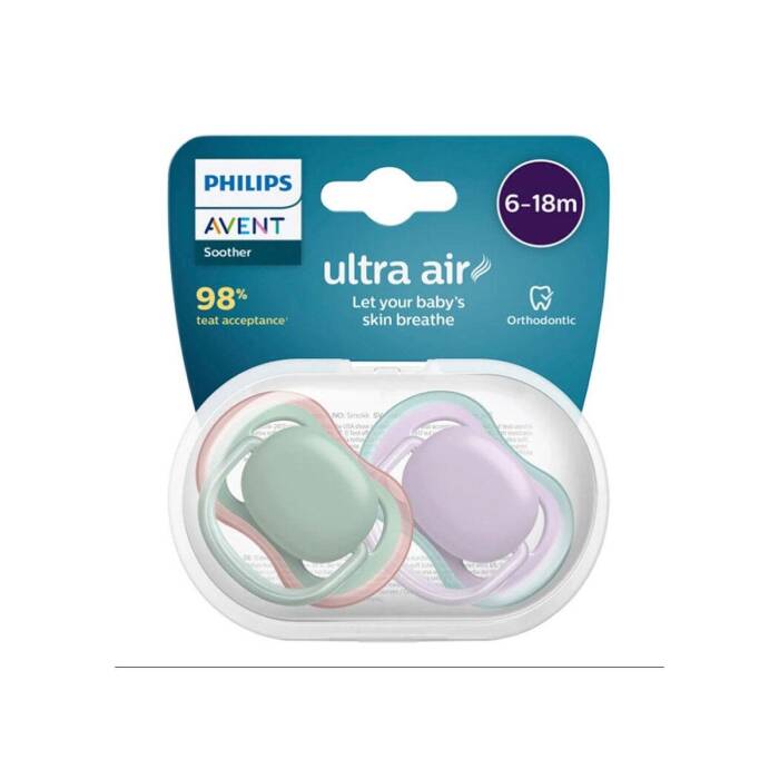 Philips Avent Ultra Air Emzik 6-18 Ay 2'li (Yeşil ve Mor) - 1