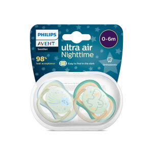 Philips Avent Ultra Air Nighttime Emzik 0-6 Ay 2'li (Yeşil ve Turuncu) - 1