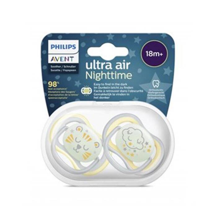 Philips Avent Ultra Air Nighttime Gece Emziği 18+Ay 2'li (Sarı) - 1