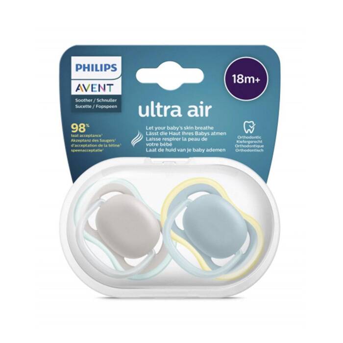 Philips Avent Ultra Air Soother Emzik 18+Ay 2'li (Gri ve Yeşil) - 1