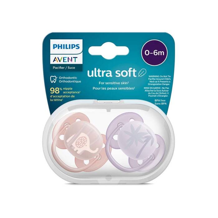 Philips Avent Ultra Soft Emzik 0-6 Ay 2'li (Pembe Ve Mor Desenli) - 1